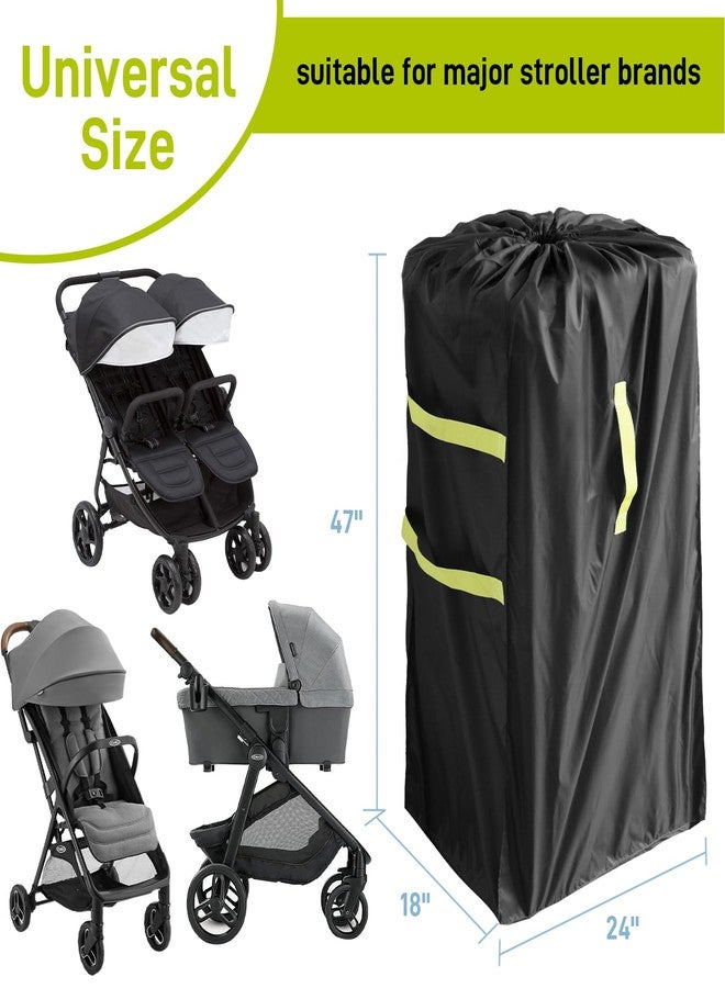 DMS PROTECTOR Gate Cheak Stroller Bag for Airplane Travel, Standard or Double Stroller Travel Bag For Airplane, Waterproof Travel Carry Bag, Large Stroller Cover, Black - Image 2